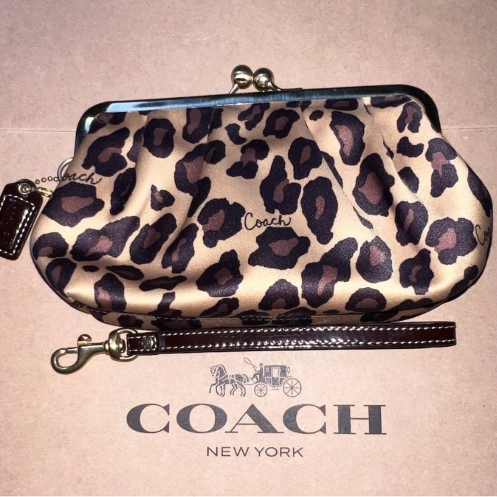 Coach Animal Print Wristlet - Brown and Black
